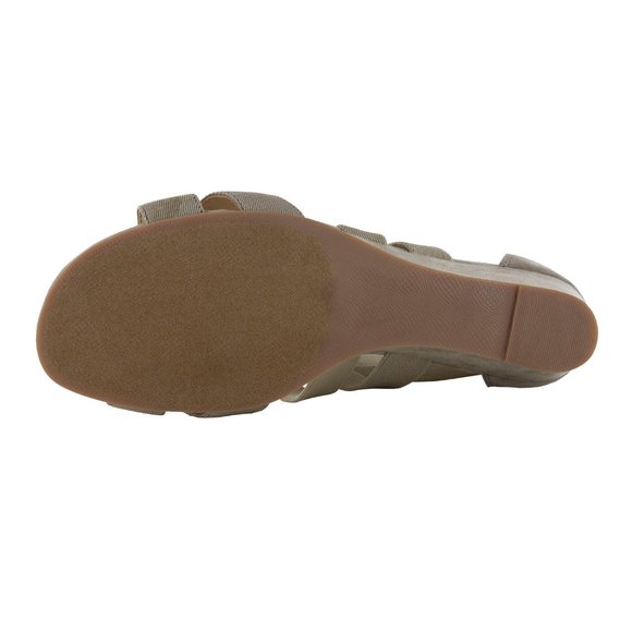 NWT ISAAC MIZRAHI LEATHER TAUPE SKYLER SANDALS 7.5 - Picture 3 of 7